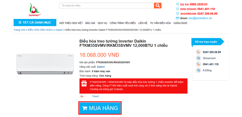 Xem thông số điều hòa và chọn mua hàng